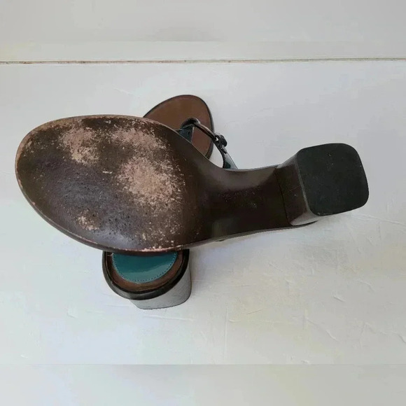 Cole Haan Turquoise & Brown Solid Sandal 3 in Heel Size 10.5 - Picture 4 of 4